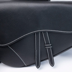 CHRISTIAN DIOR SADDLE BAG BLACK GRAINED CALFSKIN SHW
