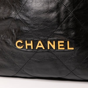 CHANEL 22 BACKPACK CALFSKIN BLACK GHW (MICROCHIP)