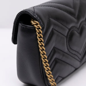 GUCCI GG MARMONT SUPER MINI BLACK GHW