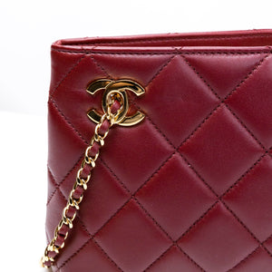 CHANEL MINI SHOPPING TOTE DARK BURGUNDY LAMBSKIN GHW (MICROCHIP)