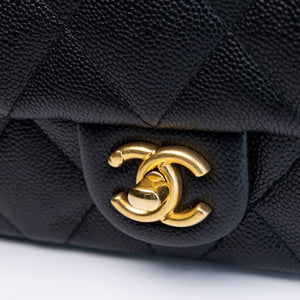 CHANEL COCO LOVE FLAP BAG BLACK CAVIAR GHW (MICROCHIP)