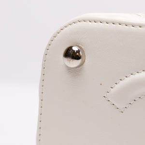 CHANEL RAFFIA SMALL VANITY CASE BAG BEIGE/ WHITE LEATHER WITH WICKER SHW