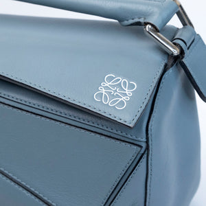 LOEWE SMALL PUZZLE BAG CALFSKIN STONE BLUE SHW