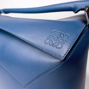 LOEWE LARGE PUZZLE BLUE CALF SKIN LEATHER SHW
