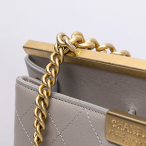 CHANEL COCO LUXE FLAP BAG GREY LAMBSKIN LEATHER GHW