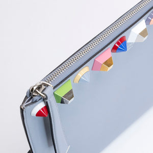 FENDI RAINBOW STUD POUCH NAVY BLUE LEATHER SHW