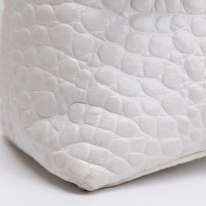 BALENCIAGA MEDIUN DOWNTOWN SHOULDER BAG EMBOSSED LEATHER WHITE SHW