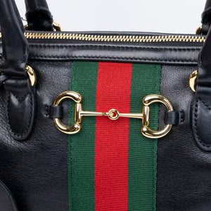 GUCCI BORSETTO MEDIUM LEATHER SHOULDER BAG BLACK GHW