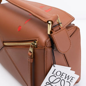 LOEWE X HOWL'S MOVING CASTLE SMALL CALCIFER PUZZLE BAG SATIN CALFSKIN TAN GHW