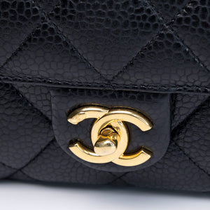 CHANEL 26C MINI FLAP BAG BLACK CAVIAR GHW (MICROCHIP)