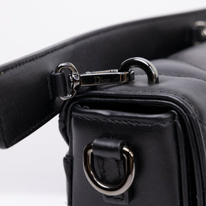 CHRISTIAN DIOR 30 MONTAIGNE CHAIN TOP HANDLE BAG BLACK LAMBSKIN LEATHER DARK SHW