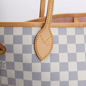 LOUIS VUITTON NEVERFULL MM DAMIER AZUR CANVAS ROSE BALLERINE GHW