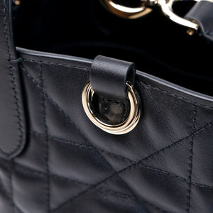 CHRISTIAN DIOR TOUJOURS VERTICAL NANO TOTE BAG BLACK CALFSKIN LGHW
