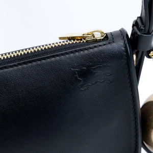 BURBERRY MINI SHIELD LEATHER SHOULDER BAG BLACK GHW