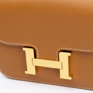 HERMES CONSTANCE SLIM EPSOM GOLD GHW STAMP W