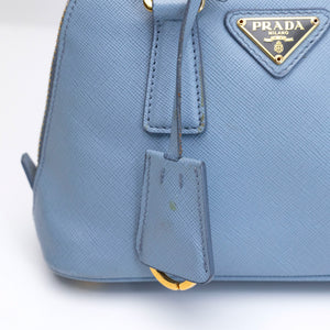 PRADA SAFFIANO LUX LEATHER MINI BAG BLUE GHW