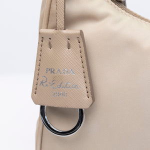PRADA RE-EDITION 2000 SHOULDER BAG BEIGE NYLON SHW