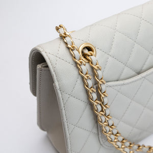 CHANEL 25B CC MINI FLAP BAG PALE SAGE GREEN CAVIAR LEATHER GHW (MICROCHIP)