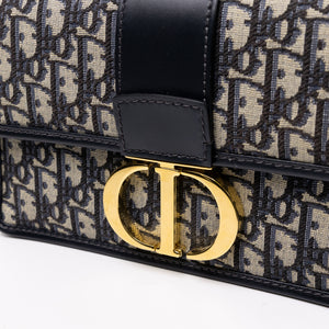 CHRISTIAN DIOR 30 MONTAIGNE CHAIN BAG OBLIQUE JACQUARD BLUE GHW