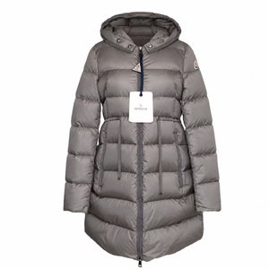 MONCLER BANNEC LONG PUFFER JACKET GREY SIZE 1