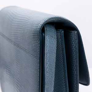 CELINE MEDIUM CLASSIC BOX BAG BLUE LIZARD SKIN LEATHER SHW