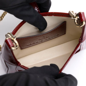 GUCCI JACKIE NOTTE MINI BAG RED PATENT LEATHER GHW