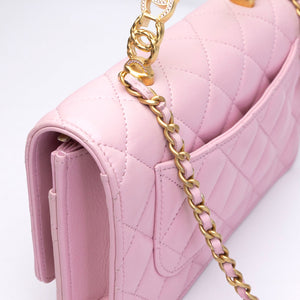 CHANEL 24S TOP HANDLE WALLET ON CHAIN PINK LAMBSKIN GHW