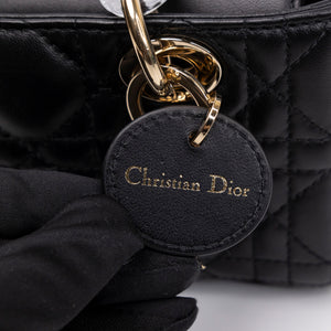 CHRISTIAN DIOR D-JOY MICRO BAG BLACK LAMBSKIN LEATHER LGHW