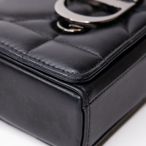 CHRISTIAN DIOR 30 MONTAIGNE CHAIN TOP HANDLE BAG LAMBSKIN LEATHER DARK SILVER HARDWARE