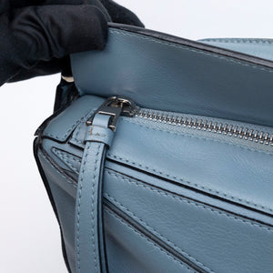 LOEWE SMALL PUZZLE BAG CALFSKIN STONE BLUE SHW