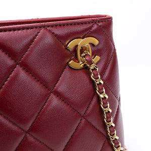 CHANEL MINI SHOPPING TOTE DARK BURGUNDY LAMBSKIN GHW (MICROCHIP)