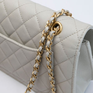 CHANEL 25B CC MINI FLAP BAG PALE SAGE GREEN CAVIAR LEATHER GHW (MICROCHIP)