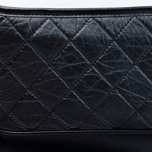 CHANEL MEDIUM GABRIELLE HOBO BAG BLACK CALFSKIN LEATHER GOLD / SILVER TONE