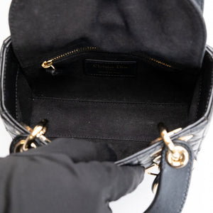 CHRISTIAN DIOR MINI LADY DIOR LAMBSKIN BLACK GHW
