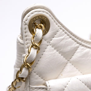 CHANEL 23C SMALL WHITE SHINY CALFSKIN HOBO BAG GHW