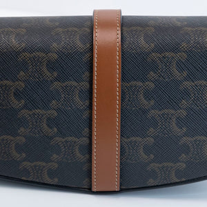 CELINE CLUTCH ON STRAP TABOU TRIOMPHE CANVAS / CALFSKIN TAN GHW