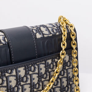 CHRISTIAN DIOR 30 MONTAIGNE EAST WEST BAG WITH CHAIN OBLIQUE JACQUARD BLUE GHW