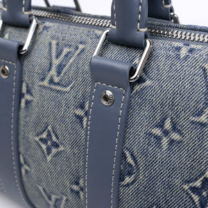 LOUIS VUITTON KEEPALL BANDOULIERE 25 WASHED DENIM CANVAS BLUE SHW