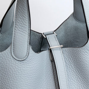 HERMES PICOTIN LOCK 18 CLEMENCE BLUE PALE STAMP W
