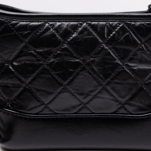 CHANEL GABRIELLE HOBO BAG BLACK CALFSKIN LEATHER MULTICOLORED HARDWARE