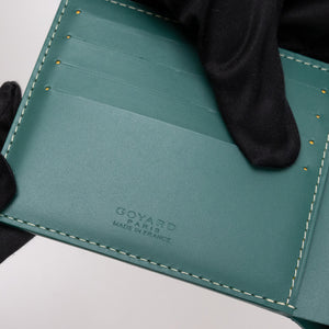 GOYARD VICTOIRE WALLET GREEN GOYARDINE CANVAS & VAUZELLES CALFSKIN