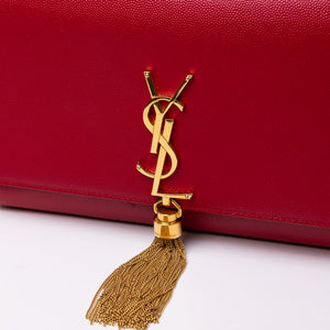 SAINT LAURENT KATE BAG MEDIUM RED CALFSKIN LEATHER GHW