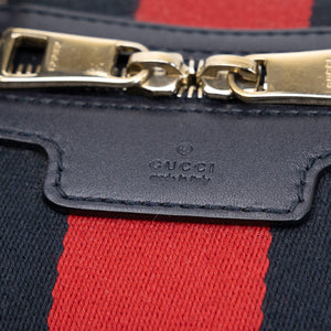 GUCCI MONOGRAM VINTAGE WEB BOSTON BAG NAVY GG CANVAS GHW