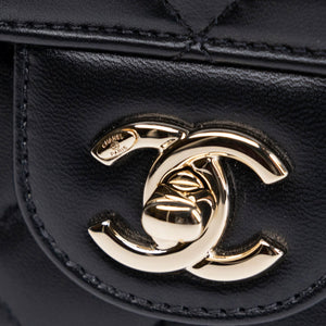 CHANEL 25B CLASSIC FLAP MATELASSE CHAIN STRAP MINI BAG BLACK LAMBSKIN LGHW