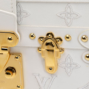 LOUIS VUITTON PETITE MALLE MONOGRAM EMBROIDERED WHITE CALFSKIN GHW