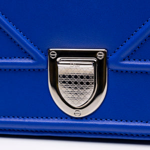 CHRISTAIN DIOR DIORAMA WALLET ON CHAIN BLUE LAMBSKIN LEATHER SHW