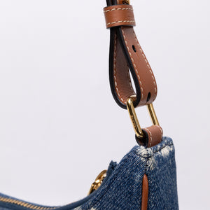 CELINE MEDIUM AVA BAG TRIOMPHE DENIM NAVY/ TAN. GHW