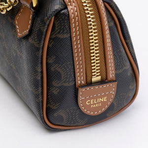 CELINE MINI BOSTON BAG TRIOMPHE CANVAS / CALFSKIN TAN GHW