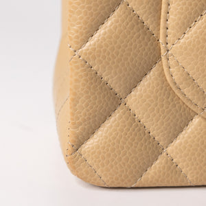 CHANEL CLASSIC FLAP MEDIUM BEIGE CAVIAR LEATHER GHW (MICROCHIP)
