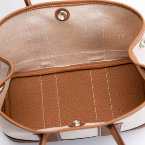 HERMES NEO GARDEN PARTY 23 NEGONDA / CANVAS ECRU / BEIGE / GOLD SHW STAMP G